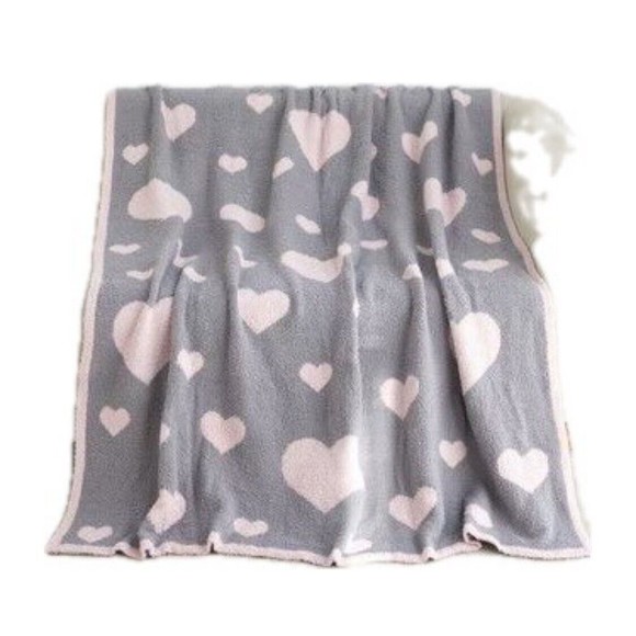 Brand New World Softest Blanket Valentines Day Gray And Pink Hearts 50x60 Blanke - Picture 1 of 1